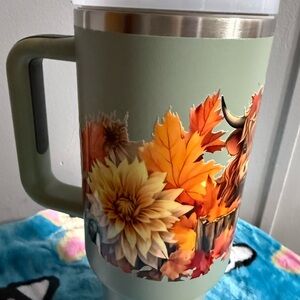 Stanley Green Mug with Autumn Floral Design